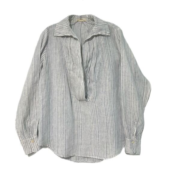 CP Shades Tops - CP Shades Womens Lagenlook Striped Linen Tunic Size XS Blue Boho Beachy Coastal